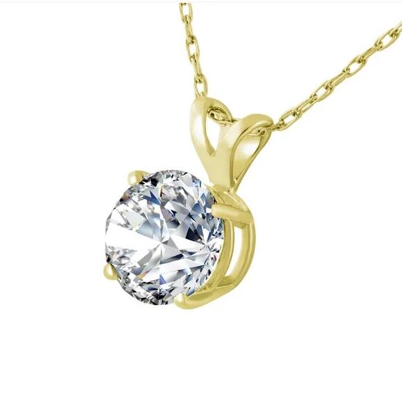 2 ct Lab‑Grown Diamond Solitaire Pendant in 14K Yellow Gold - Picture 3 of 8